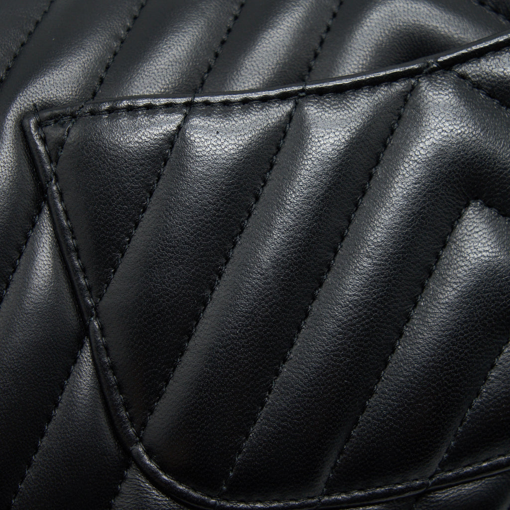 CHANEL CHEVRON MINI RECTANGULAR FLAP BAG BLACK LGHW