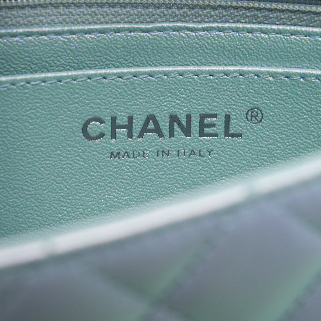 CHANEL 21K IRIDESCENT BABY BLUE MINI RECTANGULAR SHW