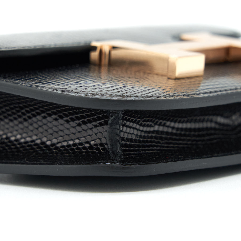 HERMES CONSTANCE SLIM LIZARD LEATHER BLACK WITH RGHW