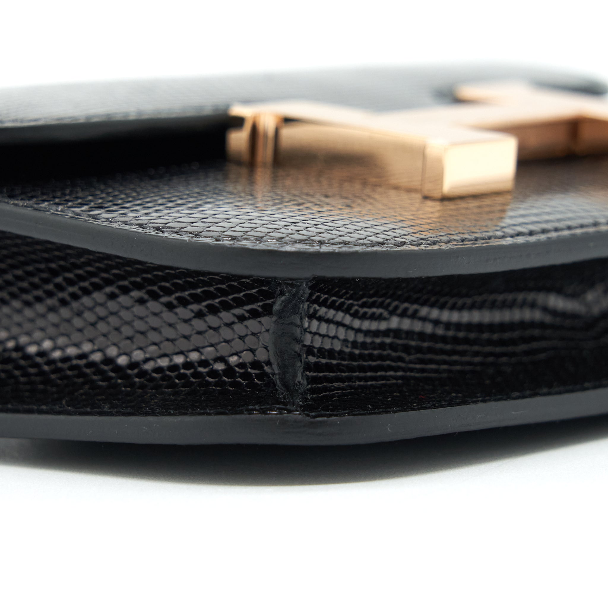 HERMES CONSTANCE SLIM LIZARD LEATHER BLACK WITH RGHW