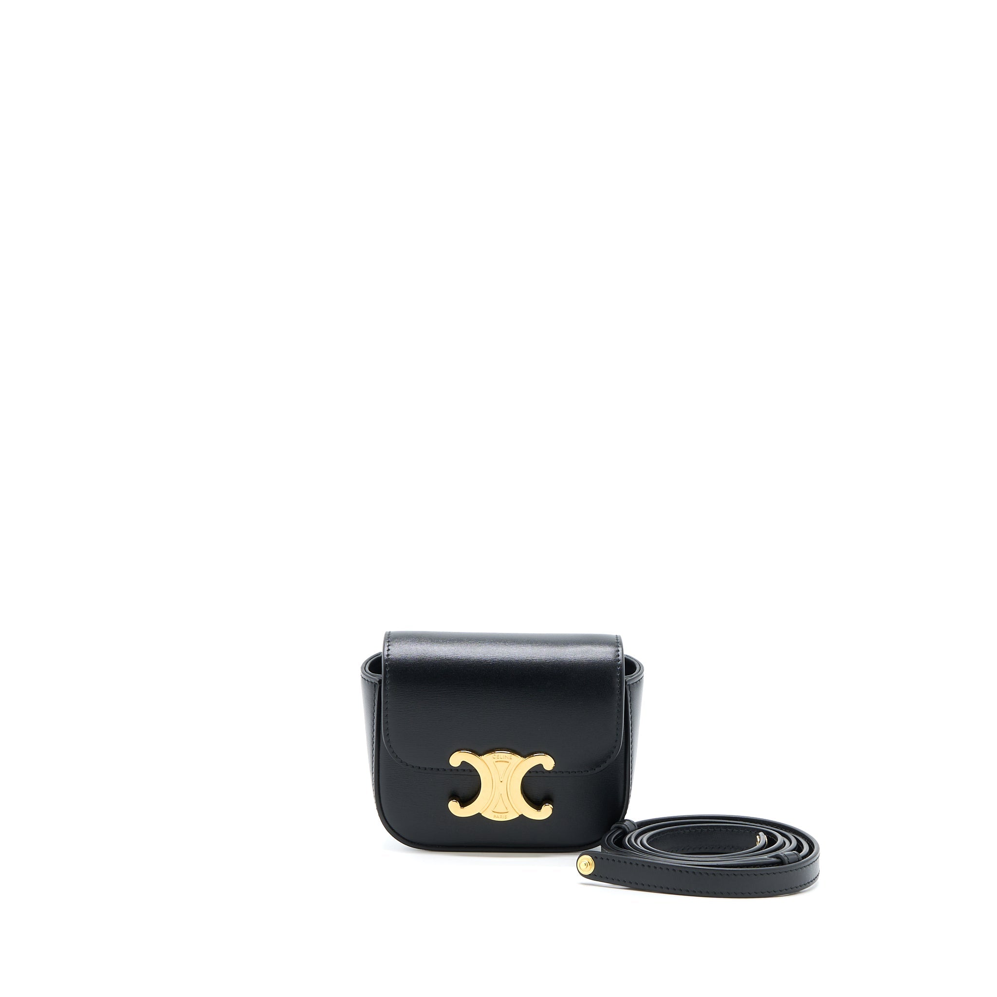 CELINE MINI TRIOMPHE IN SHINY CALFSKIN BLACK GHW