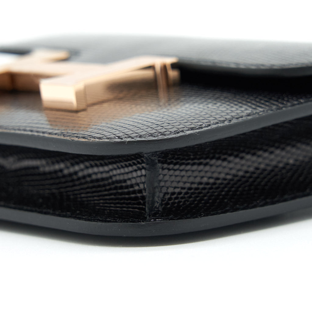 HERMES CONSTANCE SLIM LIZARD LEATHER BLACK WITH RGHW