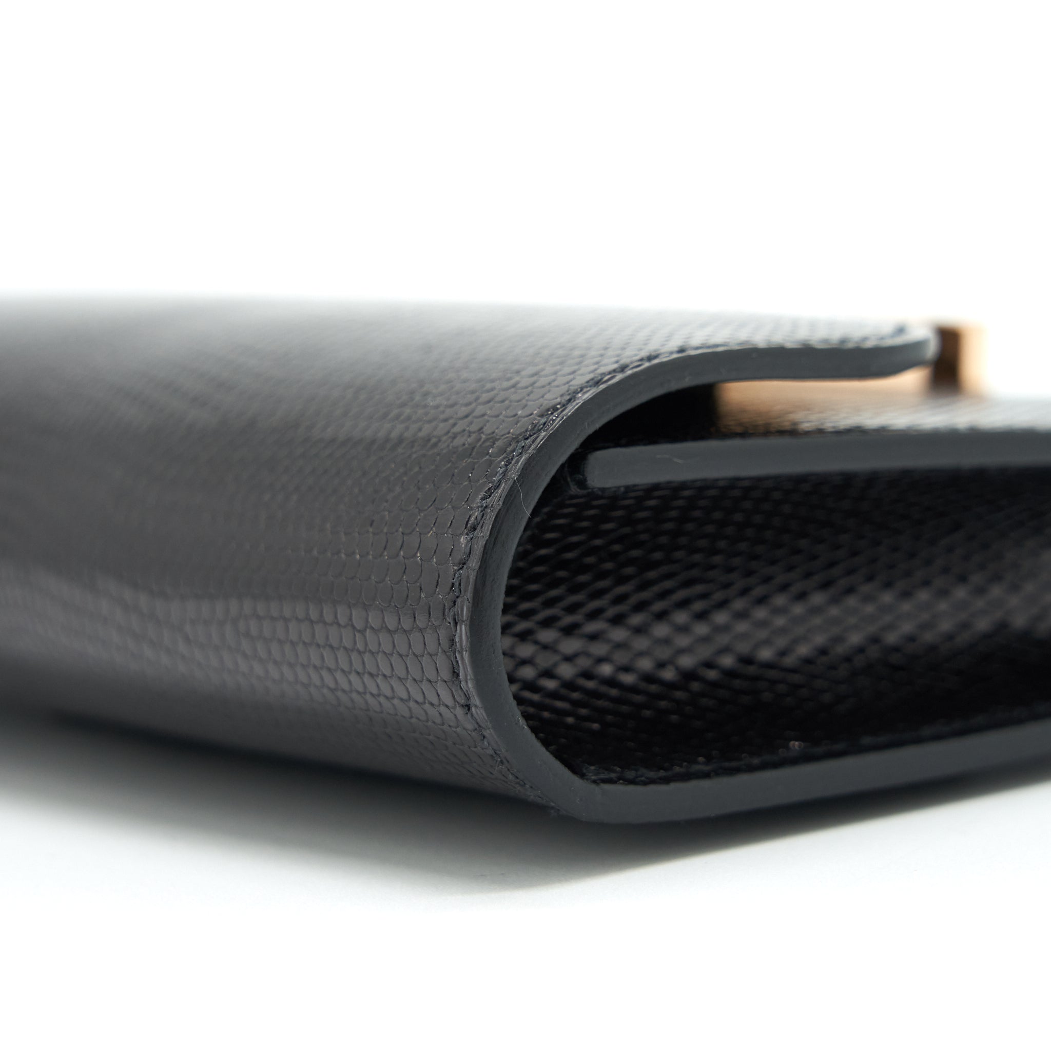 HERMES CONSTANCE SLIM LIZARD LEATHER BLACK WITH RGHW