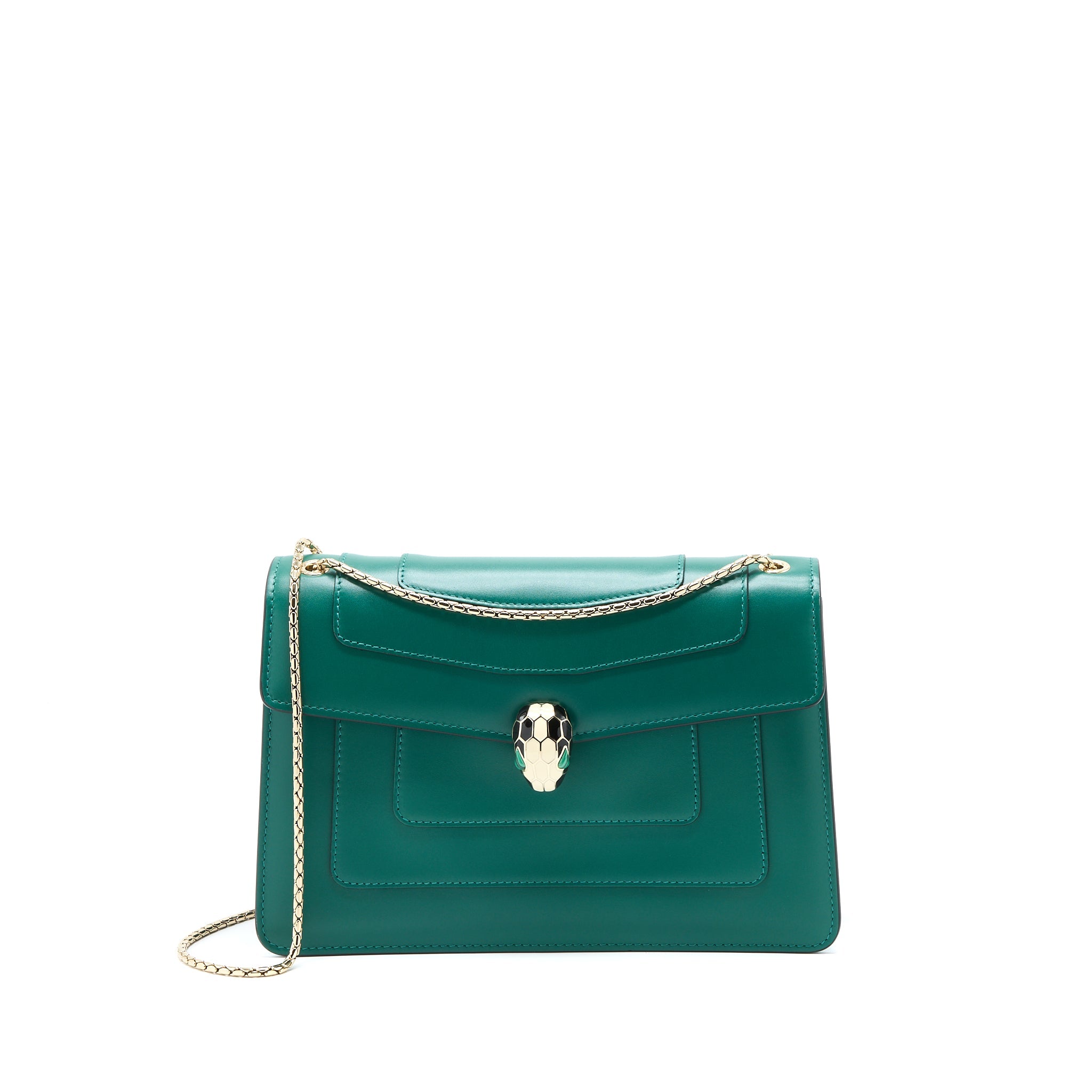 BVLGARI SERPENTI FOREVER SHOULDER BAG CALFSKIN GREEN LGHW