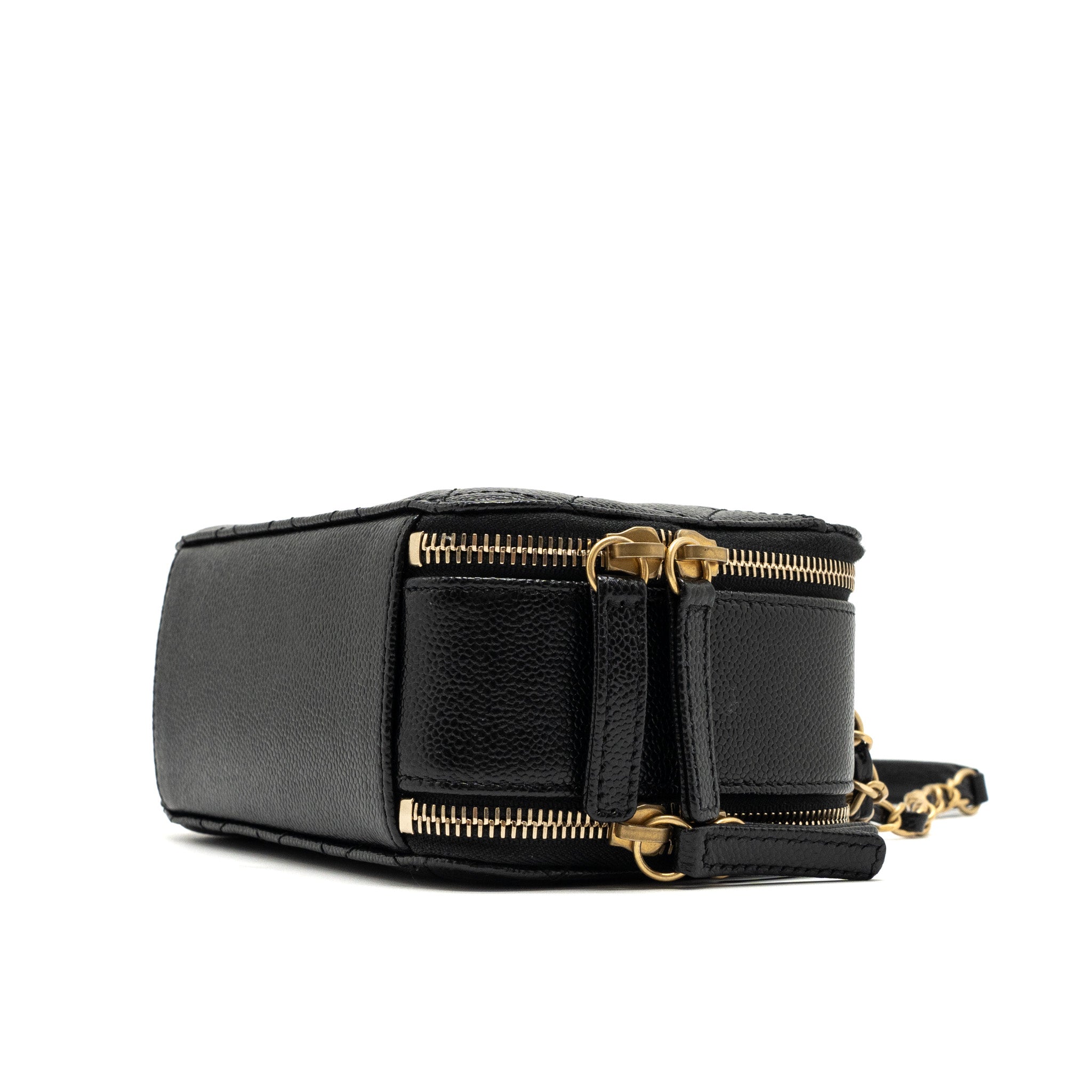 CHANEL 22S LETTER TOP HANDLE SMALL VANITY CASE CAVIAR BLACK BRUSHED GHW (MICROCHIP)