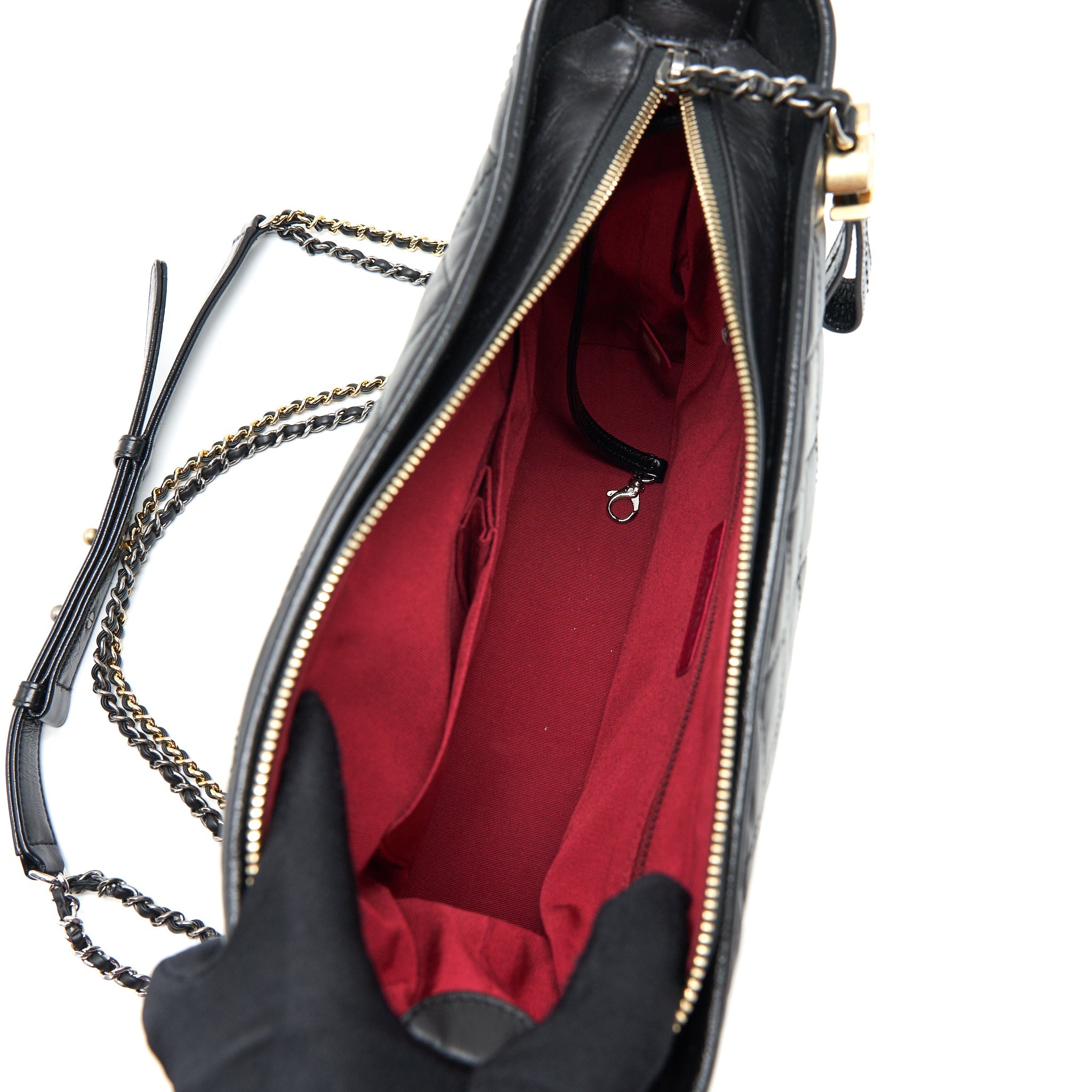 CHANEL LARGE HOBO GABRIELLE BAG BLACK WITH GOLD AND SLIVER HARDWARE