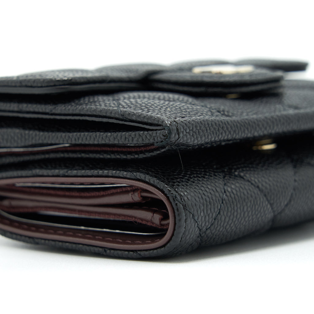 CHANEL SMALL COMPACT WALLET CAVIAR BLACK LGHW