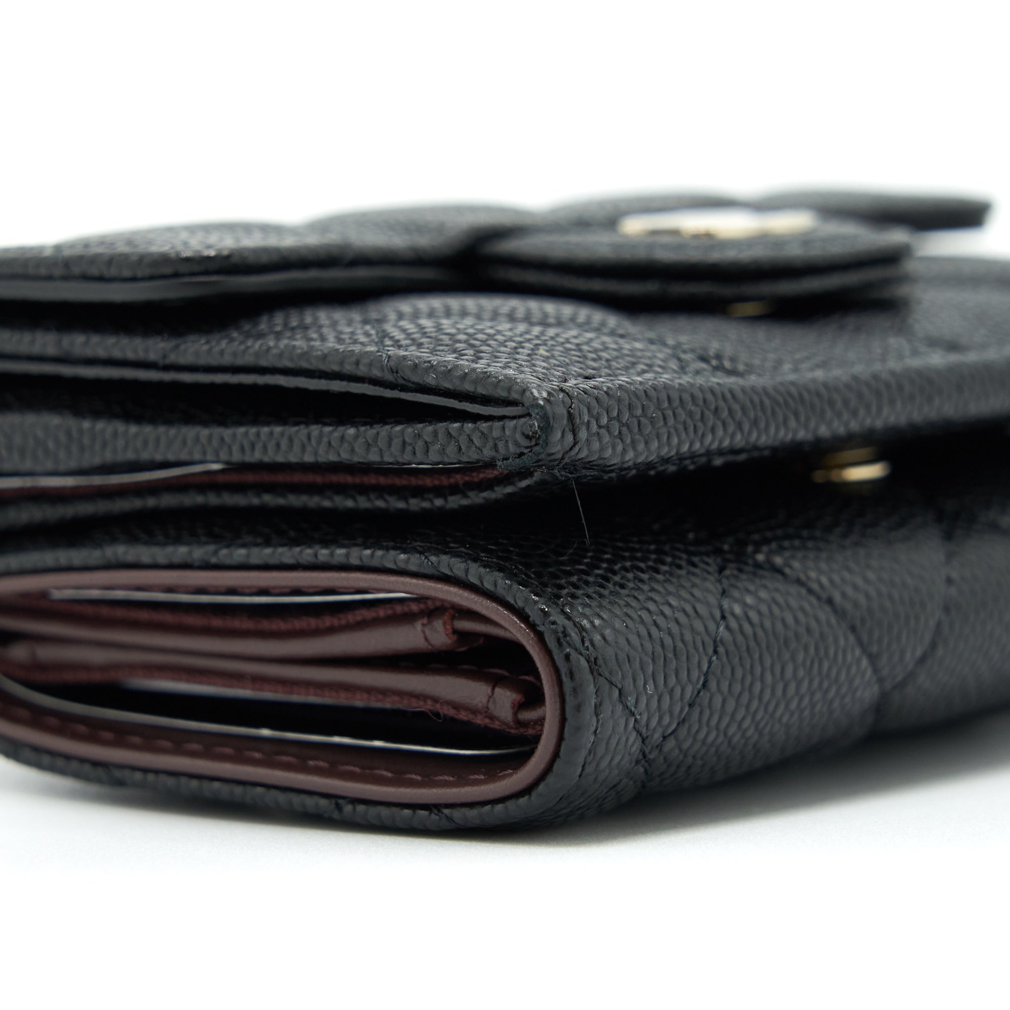 CHANEL SMALL COMPACT WALLET CAVIAR BLACK LGHW