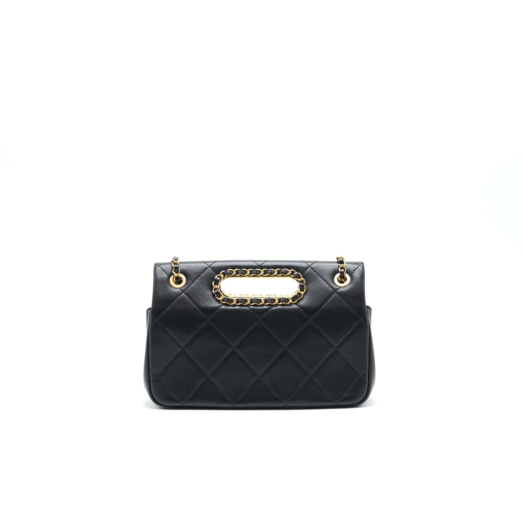 CHANEL 20P A REAL CLUTCH FLAP BAG BLACK