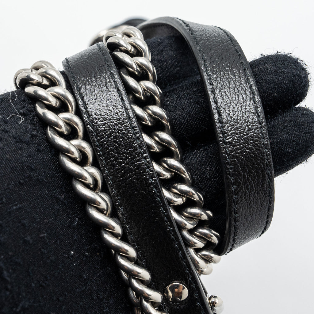 GUCCI MINI GG MARMONT MATELASSE BAG SEQUIN BLACK SHW