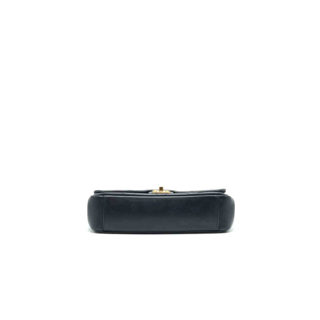 CHANEL 20P A REAL CLUTCH FLAP BAG BLACK
