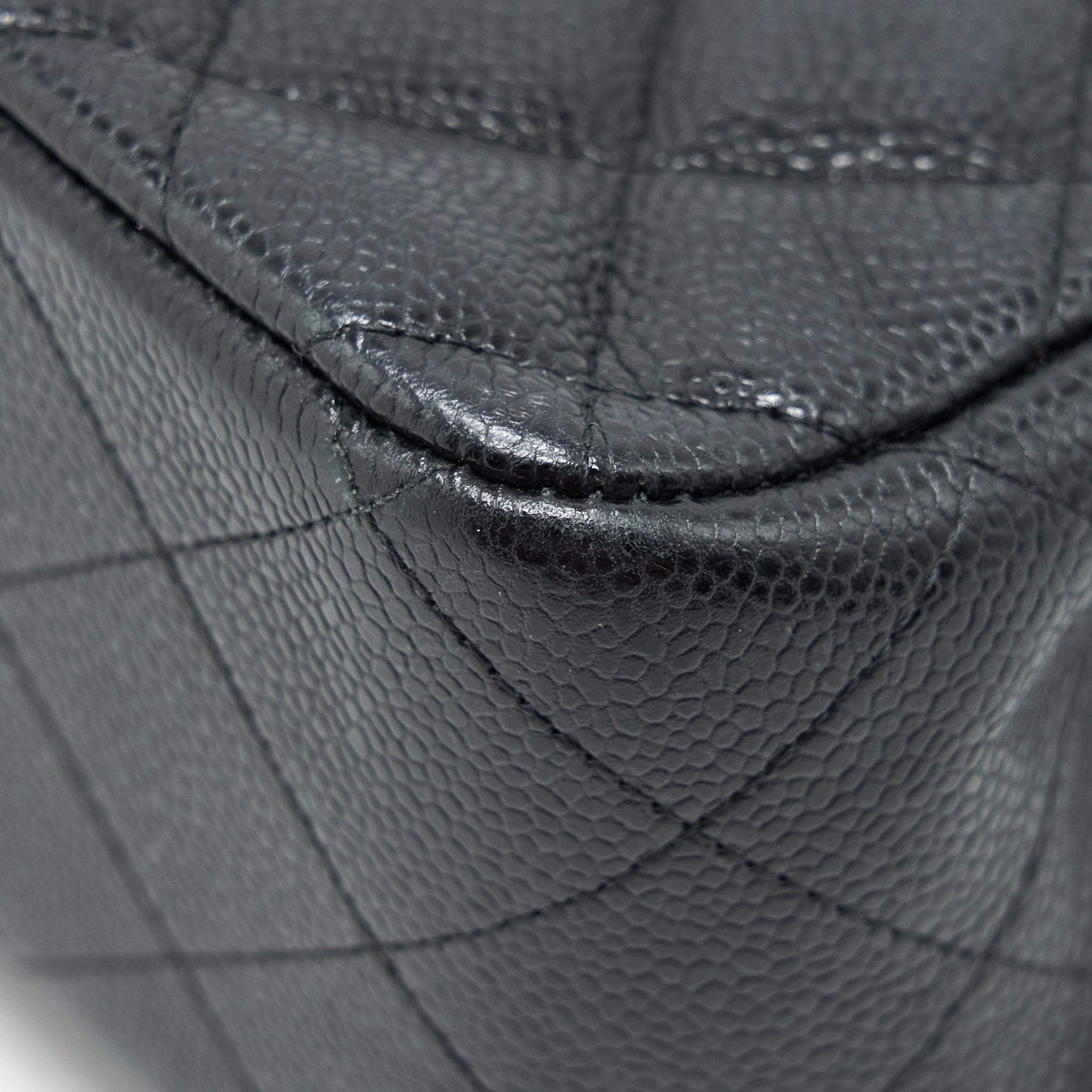 CHANEL JUMBO CLASSIC FLAP BAG CAVIAR BLACK SHW