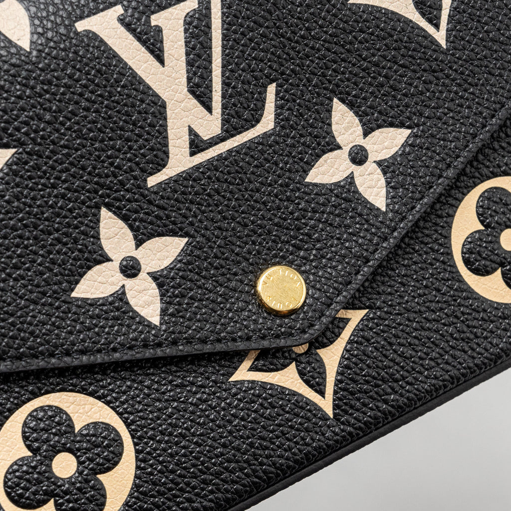 LOUIS VUITTON FELICIE POCHETTE MONOGRAM EMPREINTE LEATHER BLACK/BEIGE GHW