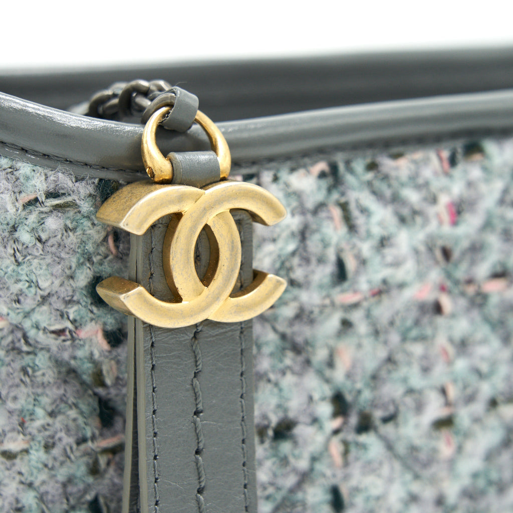 CHANEL SMALL TWEED GABRIELLE HOBO BAG GREY