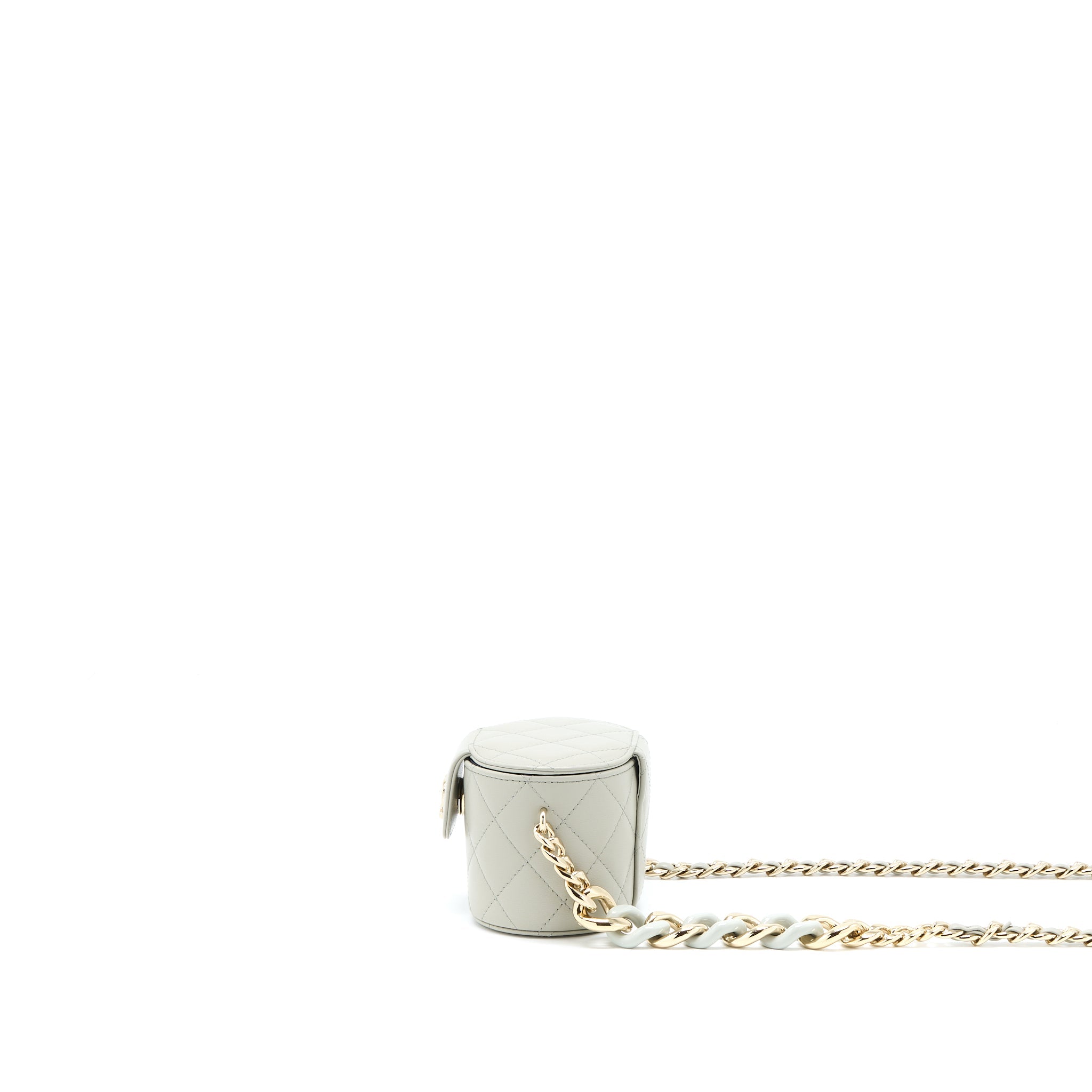 CHANEL GIANT CHAIN MINI VANITY CASE LAMBSKIN LIGHT GREY LGHW