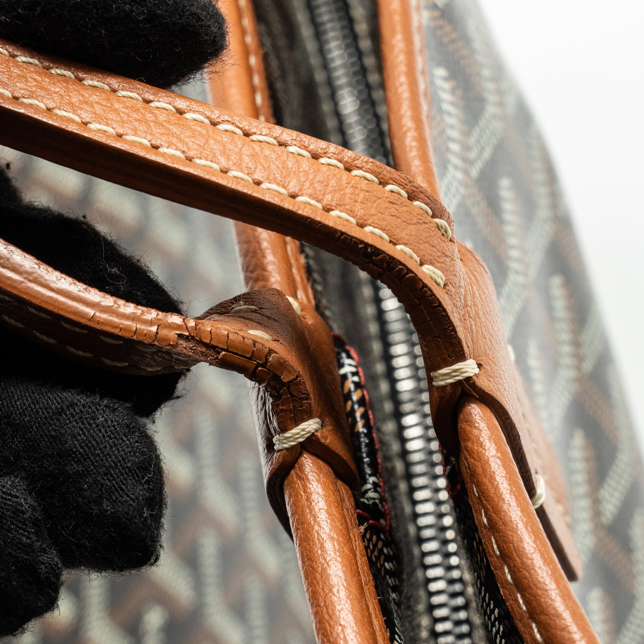 GOYARD ARTOIS PM TOTE BAG GOYARDINE CANVAS BLACK/TAN SHW
