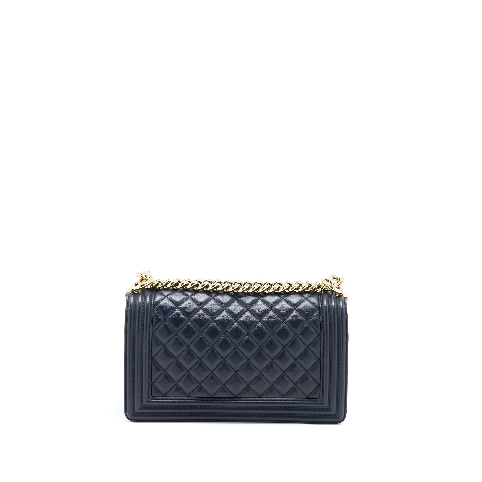 CHANEL MEDIUM BOY BAG CALFSKIN NAVY LGHW