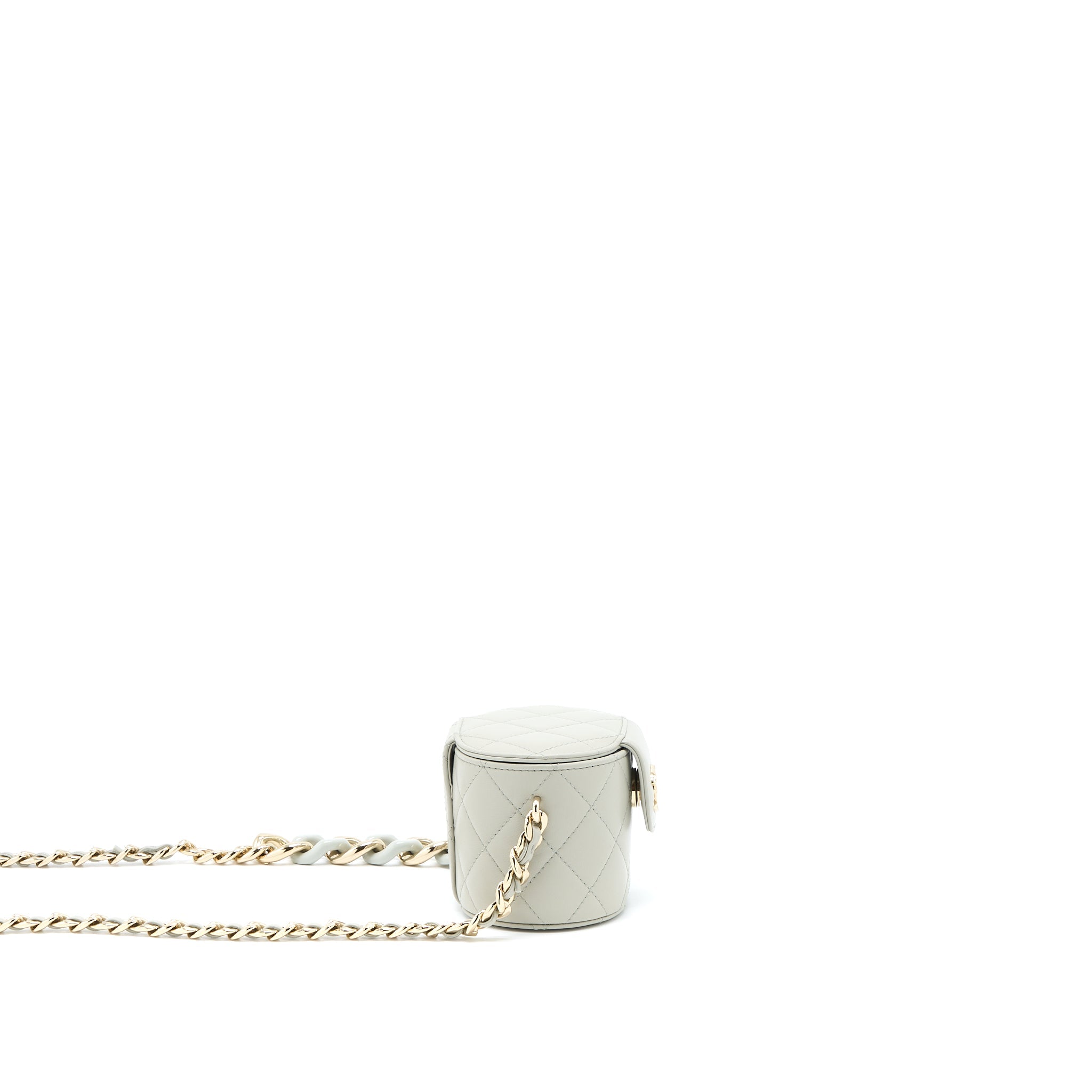CHANEL GIANT CHAIN MINI VANITY CASE LAMBSKIN LIGHT GREY LGHW