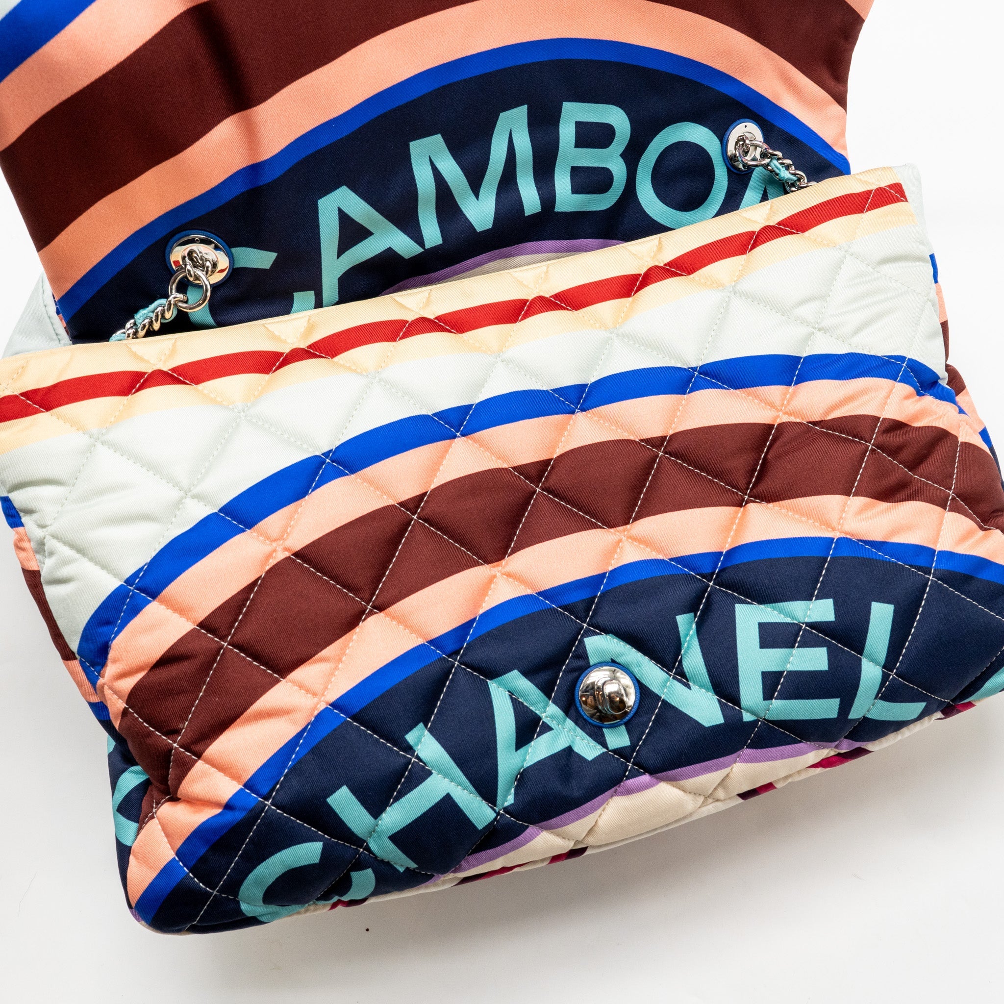 CHANEL LARGE QUILTED SINGLE FLAP BAG FABRIC MULTICOLOUR SHW