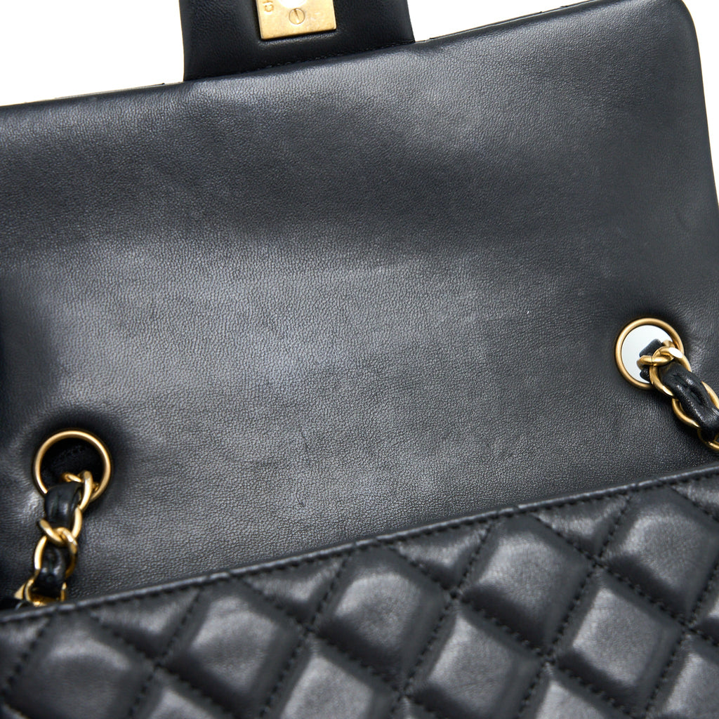 CHANEL MINI RECTANGULAR FLAP BAG LAMBSKIN BLACK GHW