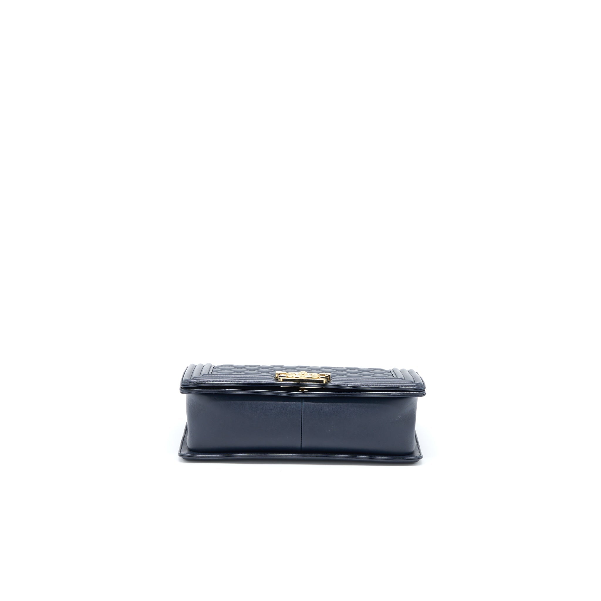 CHANEL MEDIUM BOY BAG CALFSKIN NAVY LGHW