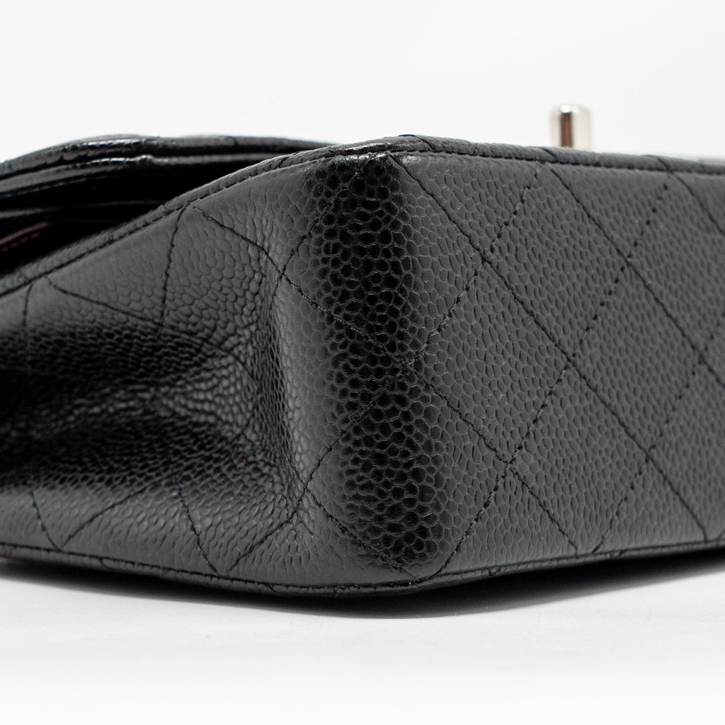 CHANEL SMALL CLASSIC DOUBLE FLAP BAG CAVIAR BLACK SHW