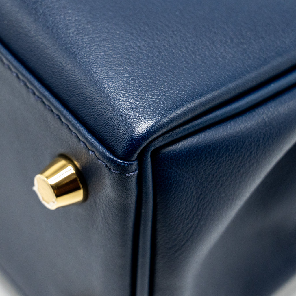 HERMES KELLY 25 SWIFT BLEU NAVY GHW