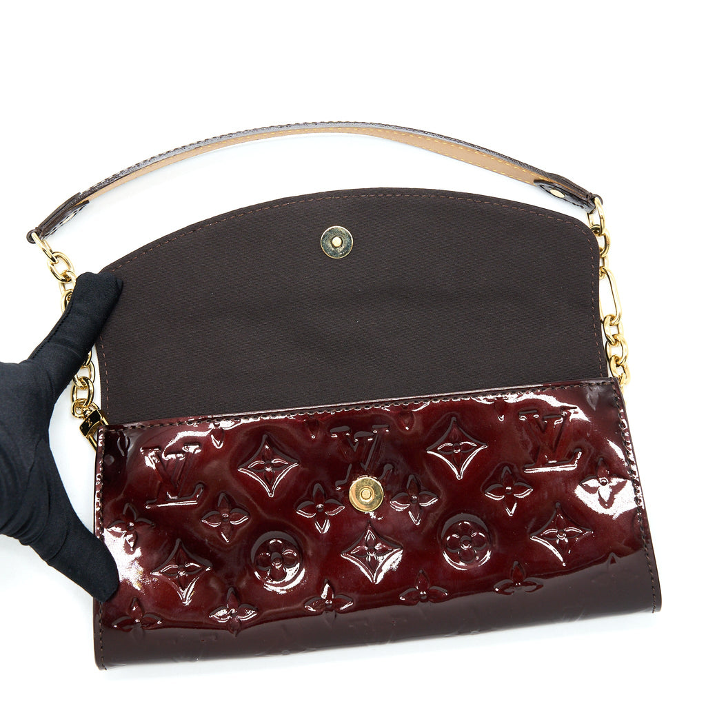 LOUIS VUITTON SUNSET BOULEVARDE SHOULDER BAG PATENT DARK RED GHW
