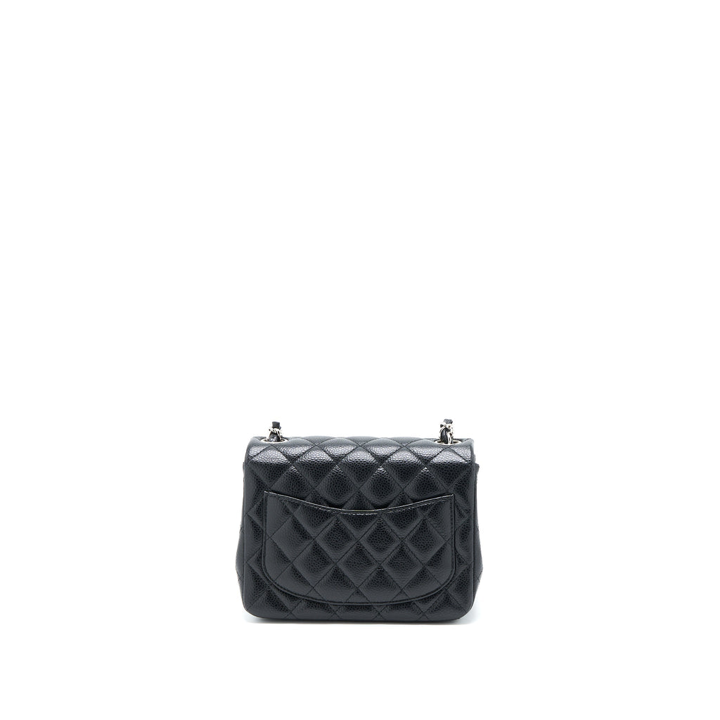 CHANEL CLASSIC MINI SQUARE FLAP BAG CAVIAR BLACK SHW