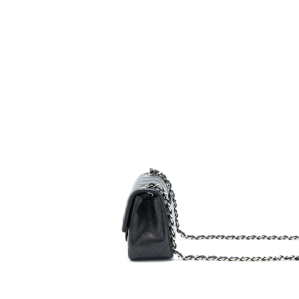 CHANEL CLASSIC MINI SQUARE FLAP BAG CAVIAR BLACK SHW