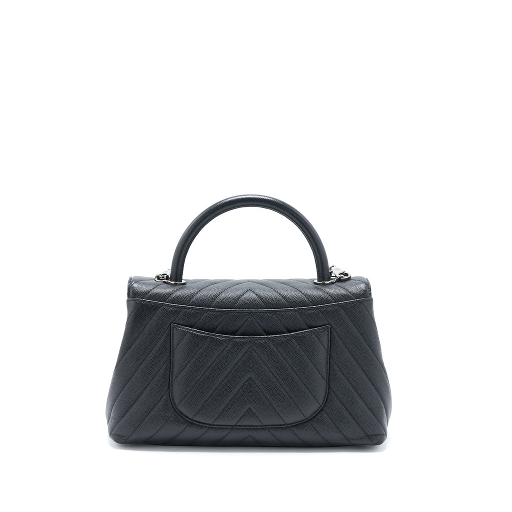 CHANEL MEDIUM COCO HANDLE CHEVRON CAVIAR BLACK SHW