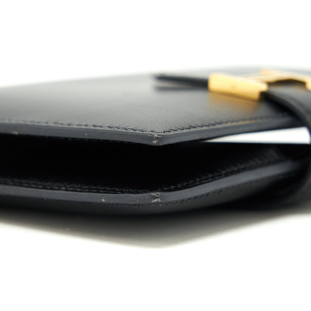 HERMES BEARN COMPACT WALLET BOX CALFSKIN BLACK GHW