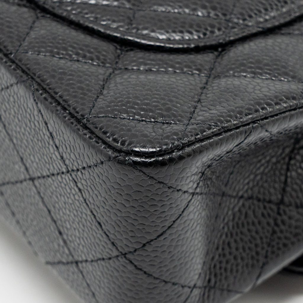 CHANEL SMALL CLASSIC DOUBLE FLAP BAG CAVIAR BLACK SHW