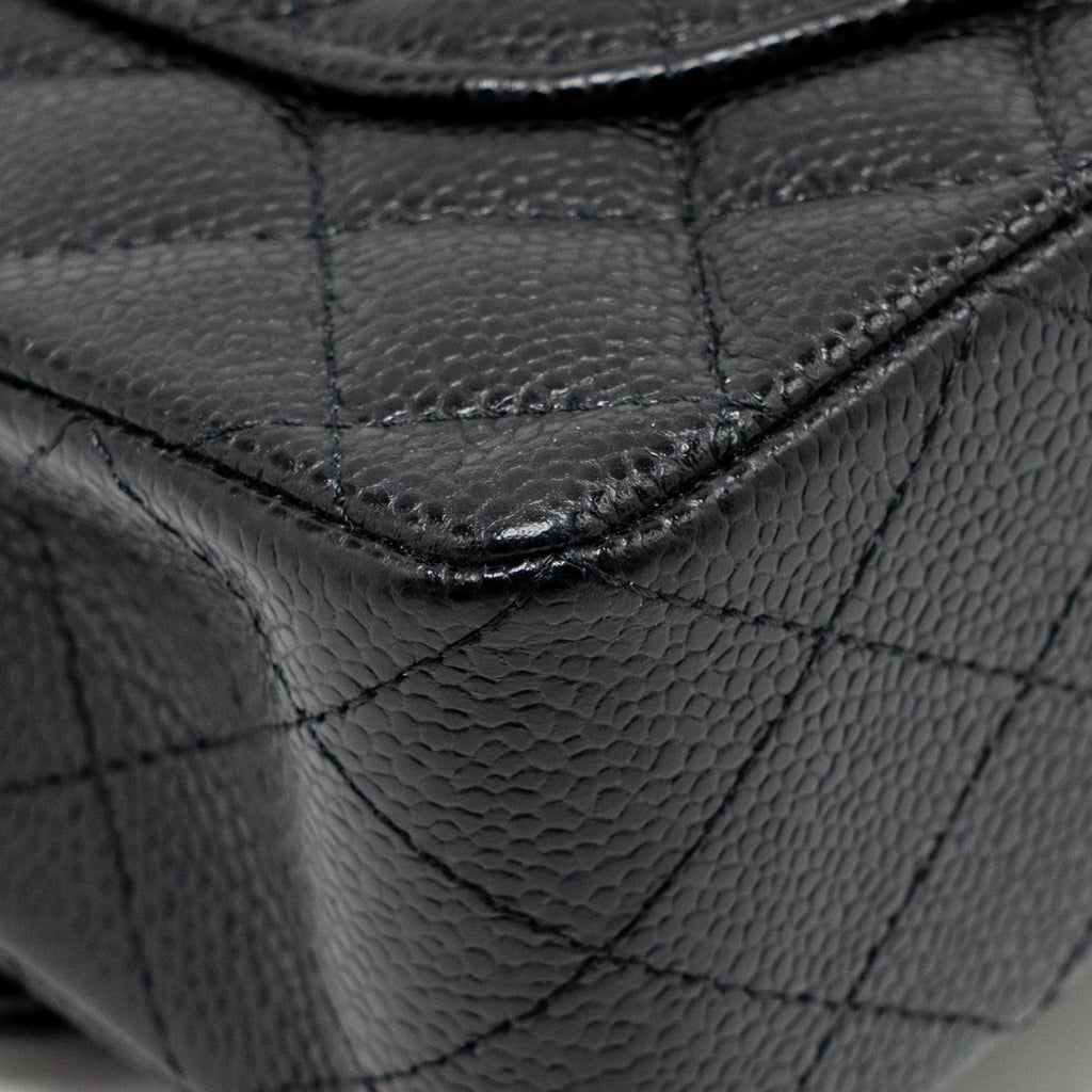 CHANEL SMALL CLASSIC DOUBLE FLAP BAG CAVIAR BLACK SHW