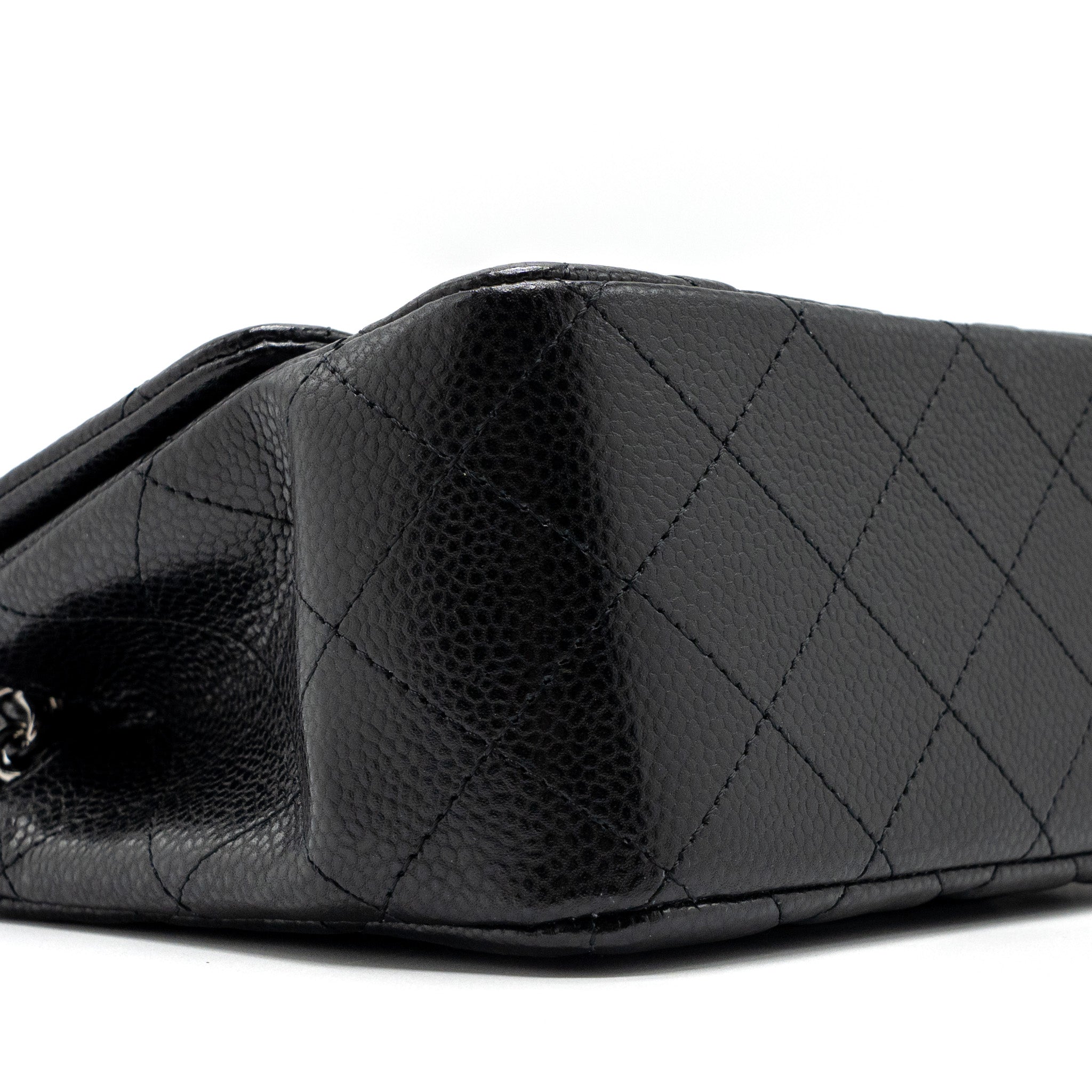 CHANEL CLASSIC MINI SQUARE FLAP BAG CAVIAR BLACK SHW