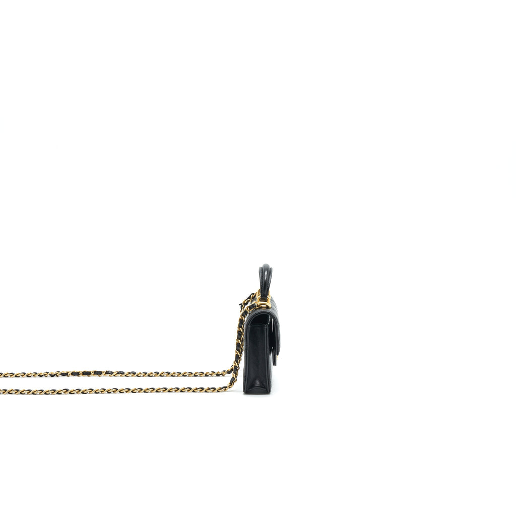 CHANEL 2021 FLAP COIN PURSE WITH CHAIN BLACK GHW