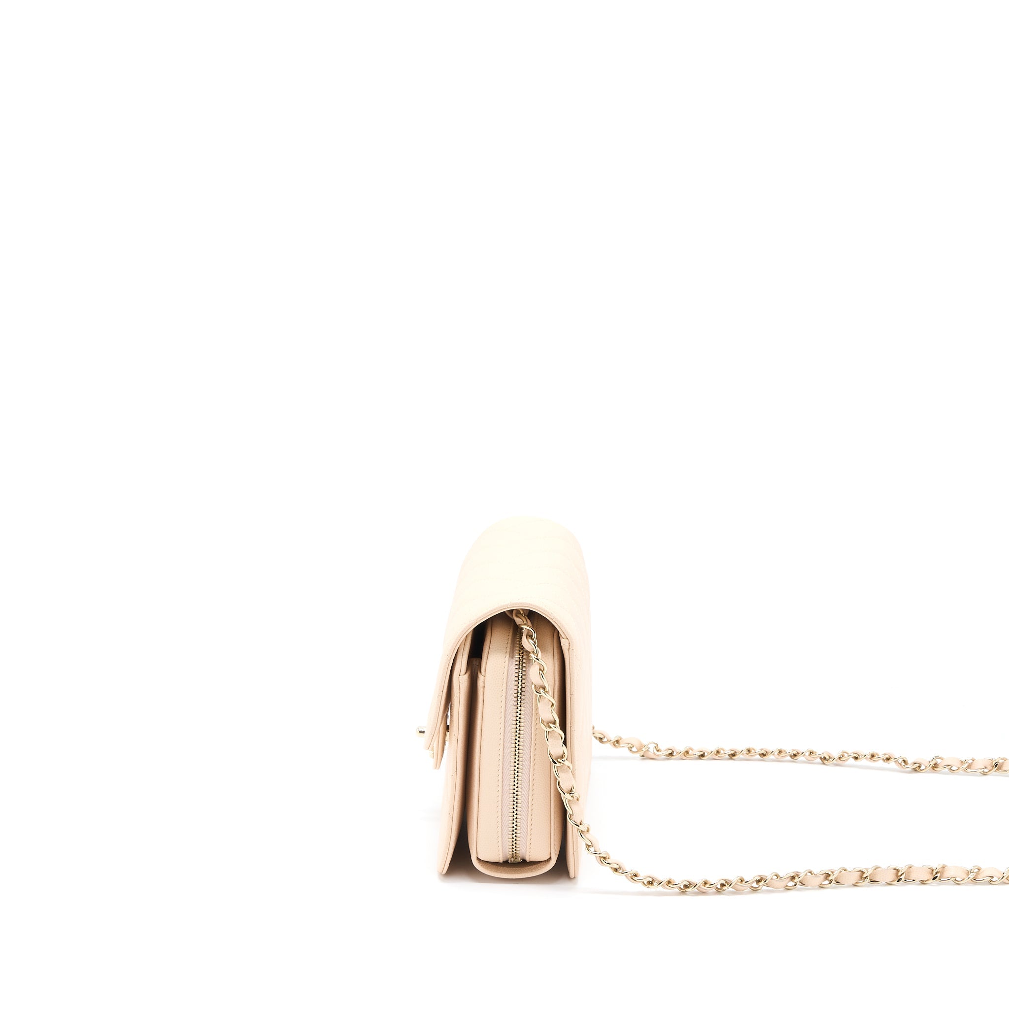 CHANEL 21K CROSSBODY BAG CAVIAR LIGHT BEIGE LGHW (MICROCHIP)