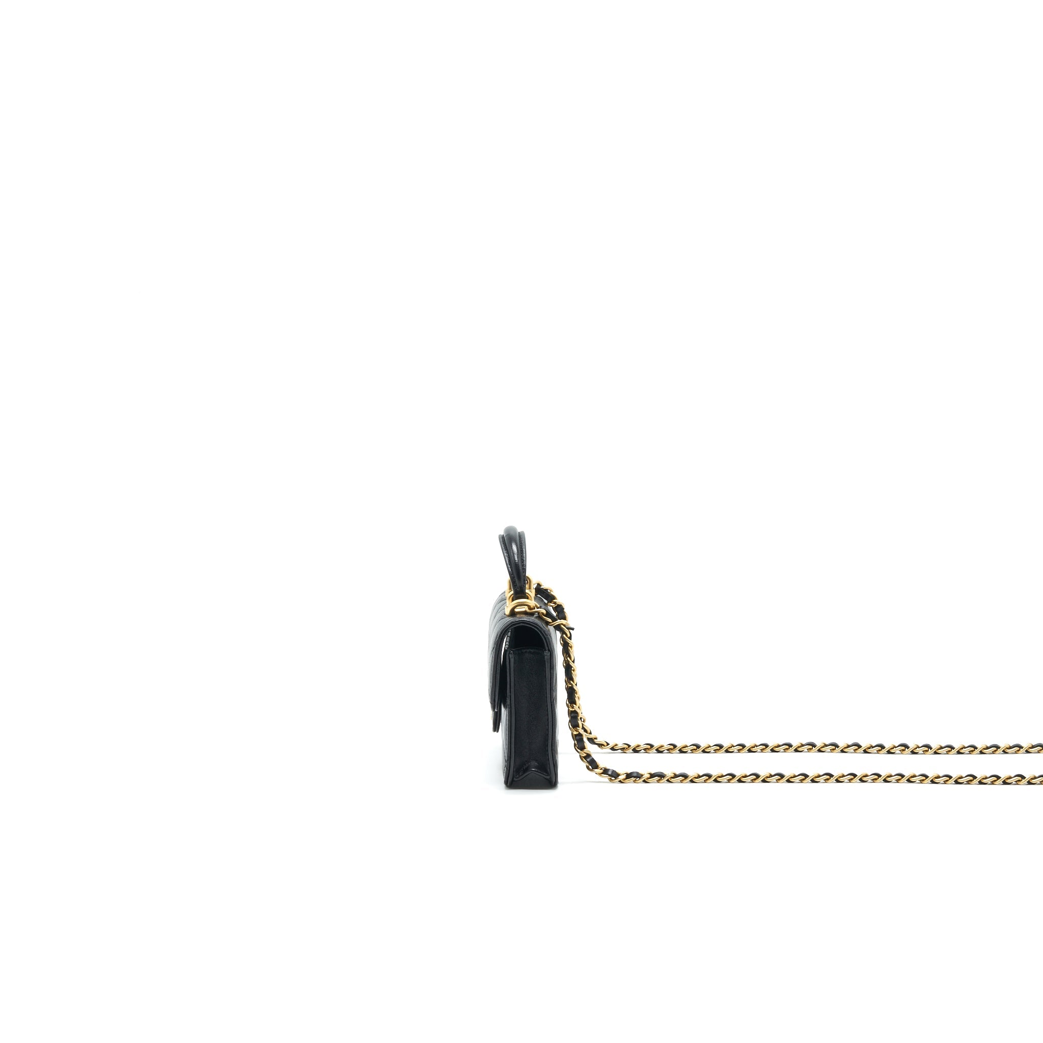 CHANEL 2021 FLAP COIN PURSE WITH CHAIN BLACK GHW