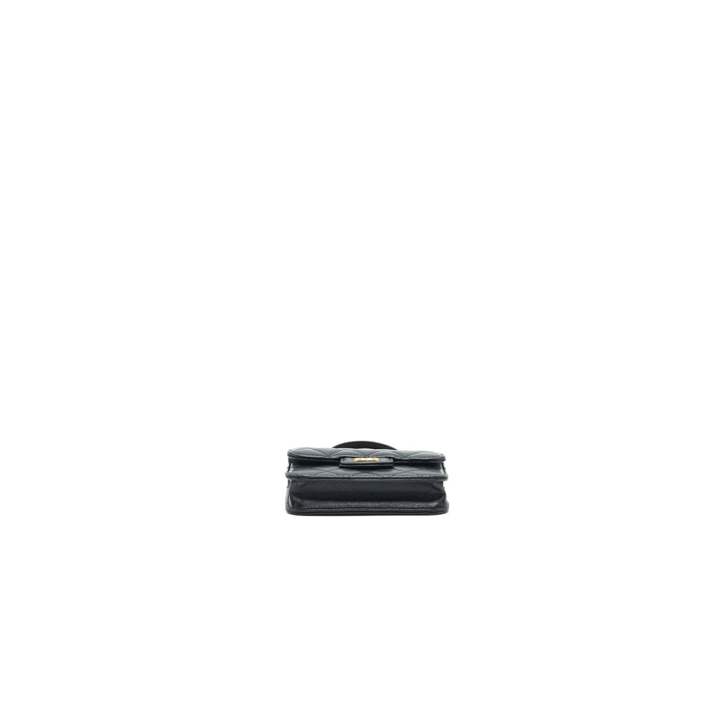 CHANEL 2021 FLAP COIN PURSE WITH CHAIN BLACK GHW
