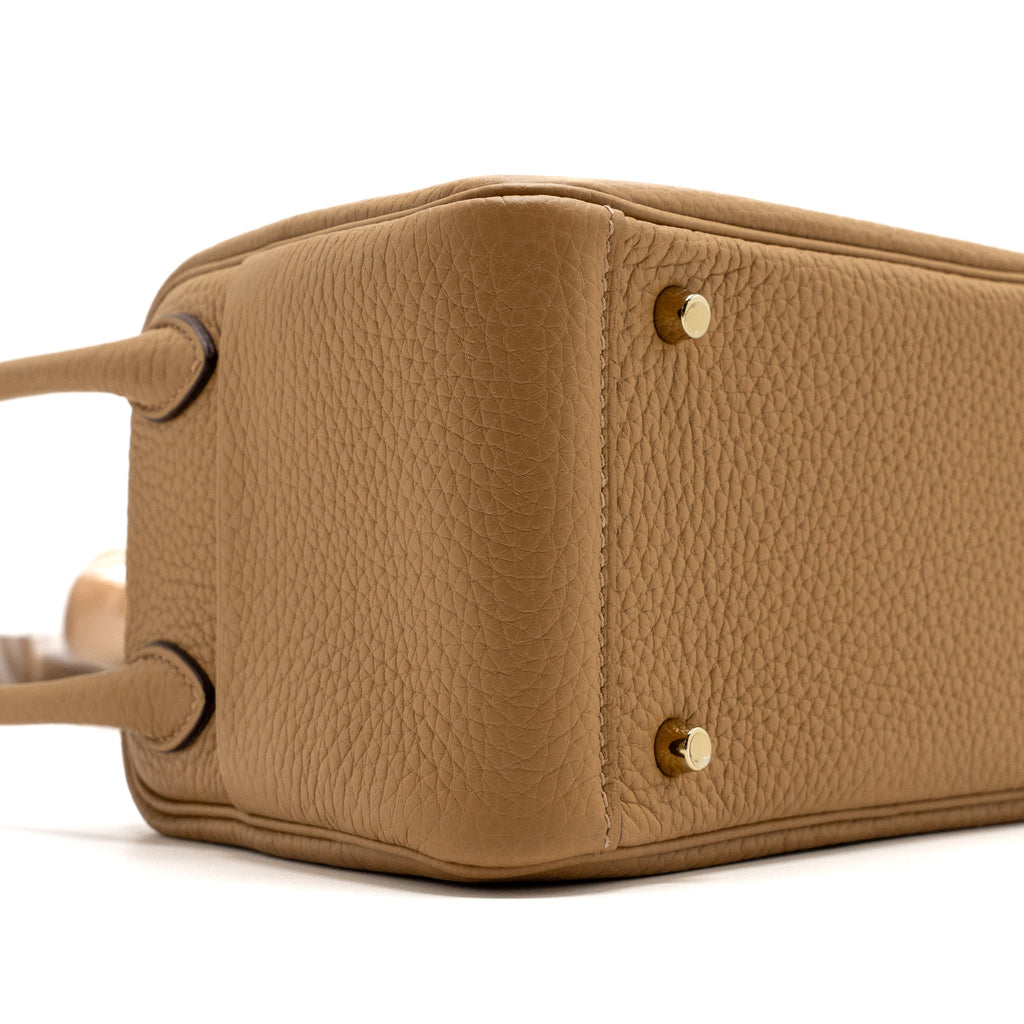 HERMES MINI LINDY CLEMENCE BISCUIT GHW