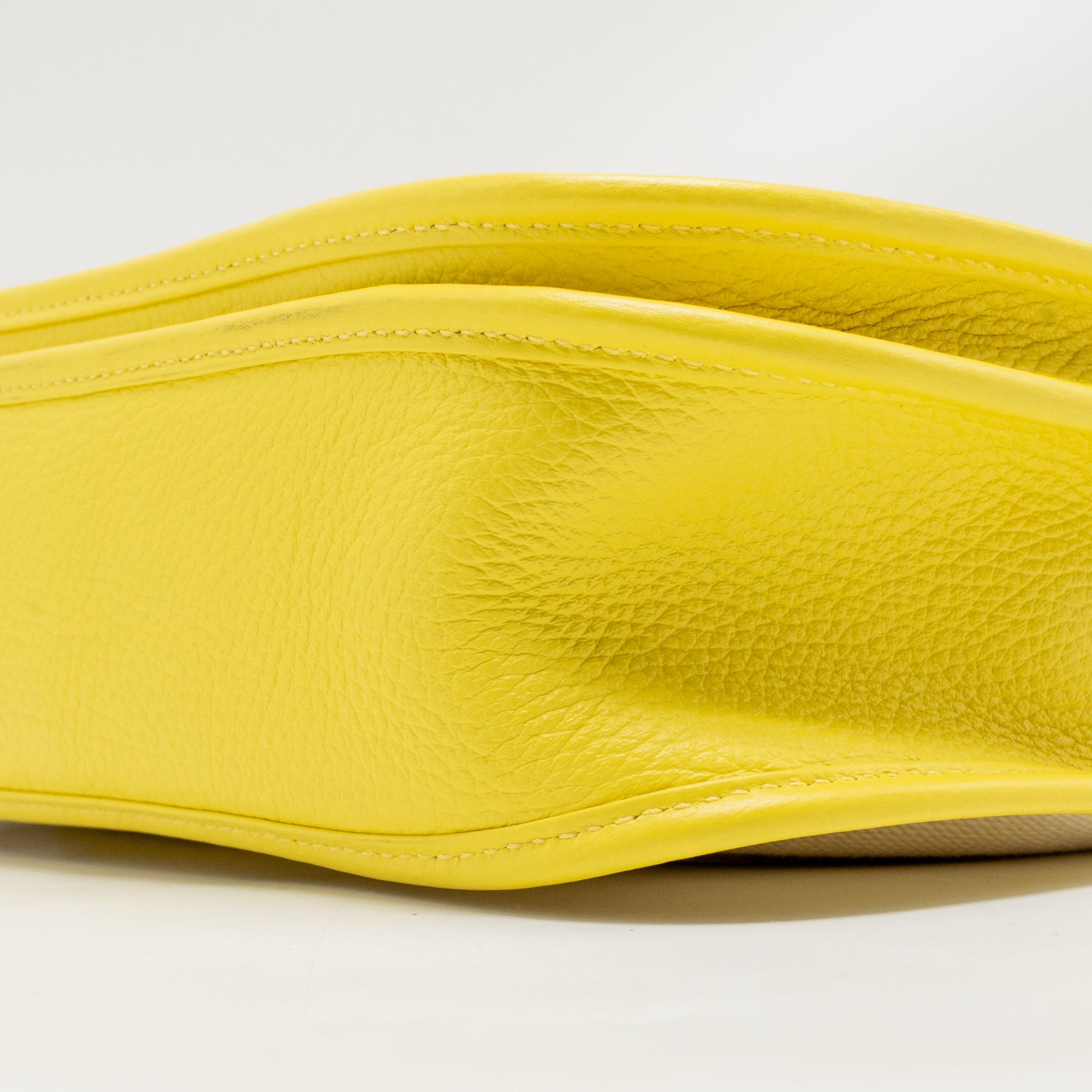 HERMES EVELYNE 29 BAG CANVAS/CLEMENCE ECRU-CITRON/LIME SHW