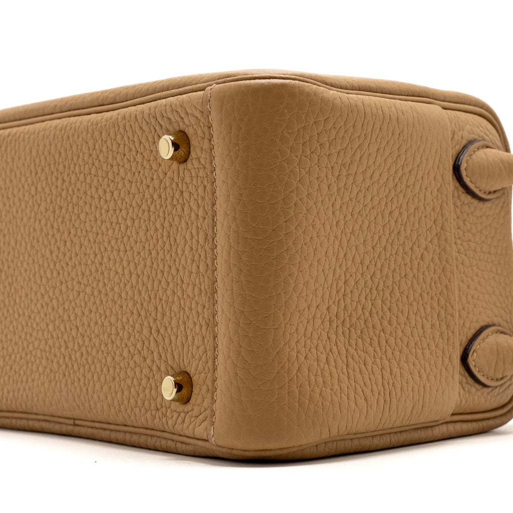 HERMES MINI LINDY CLEMENCE BISCUIT GHW