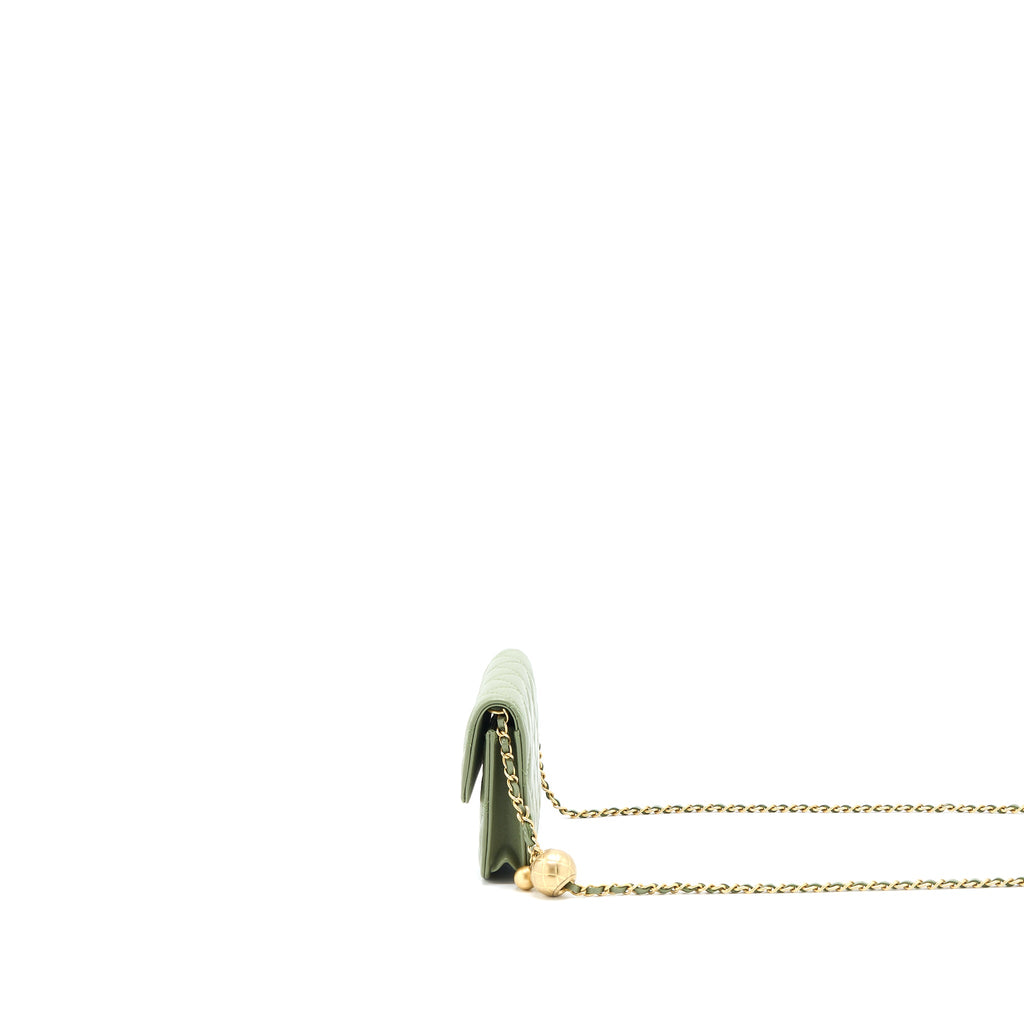 CHANEL PEARL CRUSH MINI FLAP BAG LAMBSKIN GREEN GHW