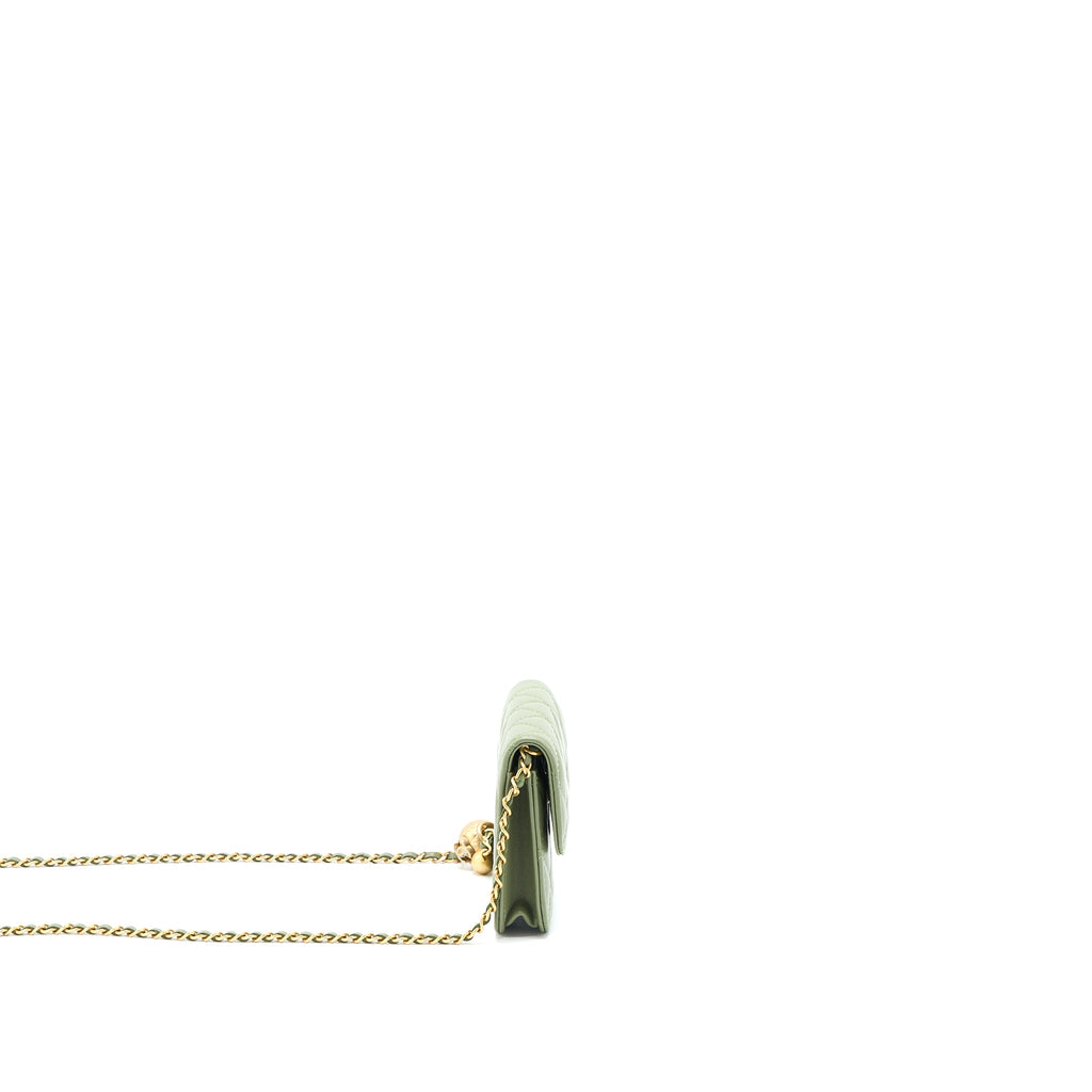 CHANEL PEARL CRUSH MINI FLAP BAG LAMBSKIN GREEN GHW