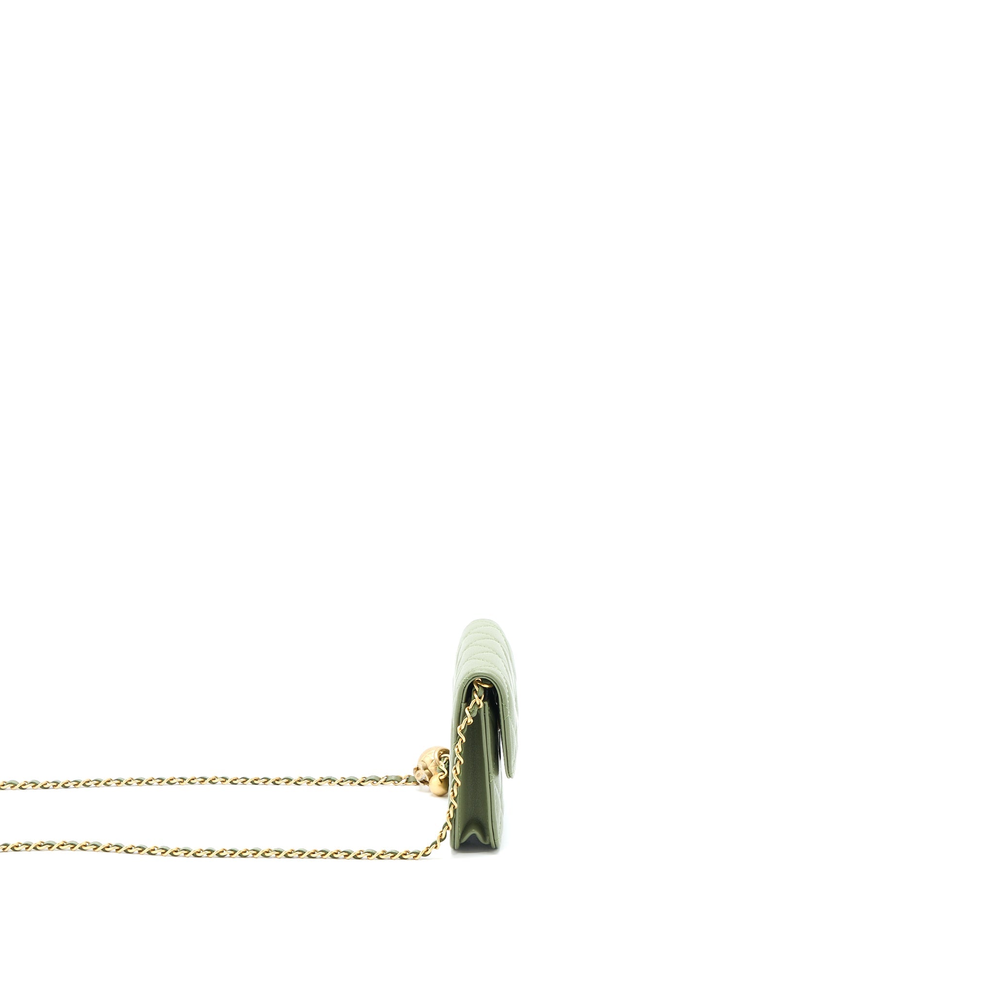CHANEL PEARL CRUSH MINI FLAP BAG LAMBSKIN GREEN GHW