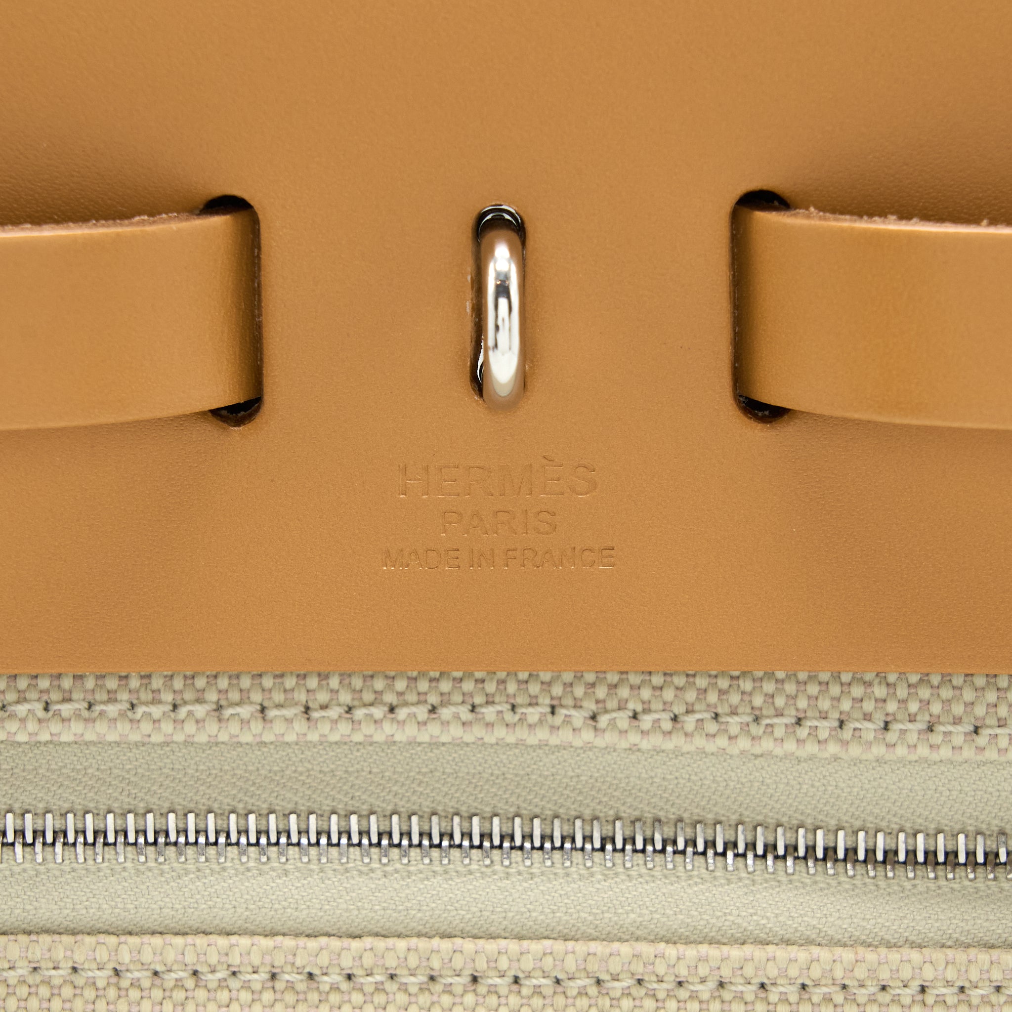 HERMES HERBAG ZIP 31 LEATHER/CANVAS BETON/NATUREL SABLE SHW