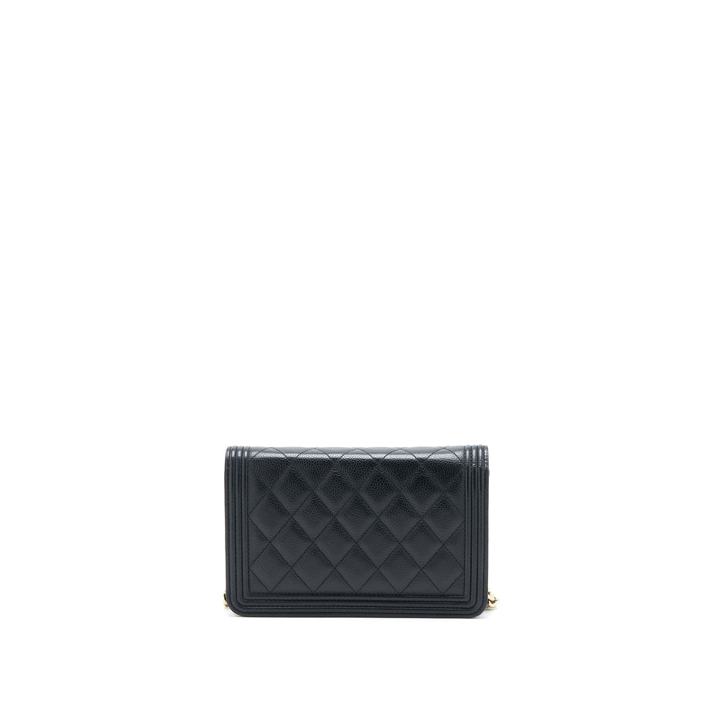 CHANEL BOY WALLET ON CHAIN CAVIAR BLACK LGHW