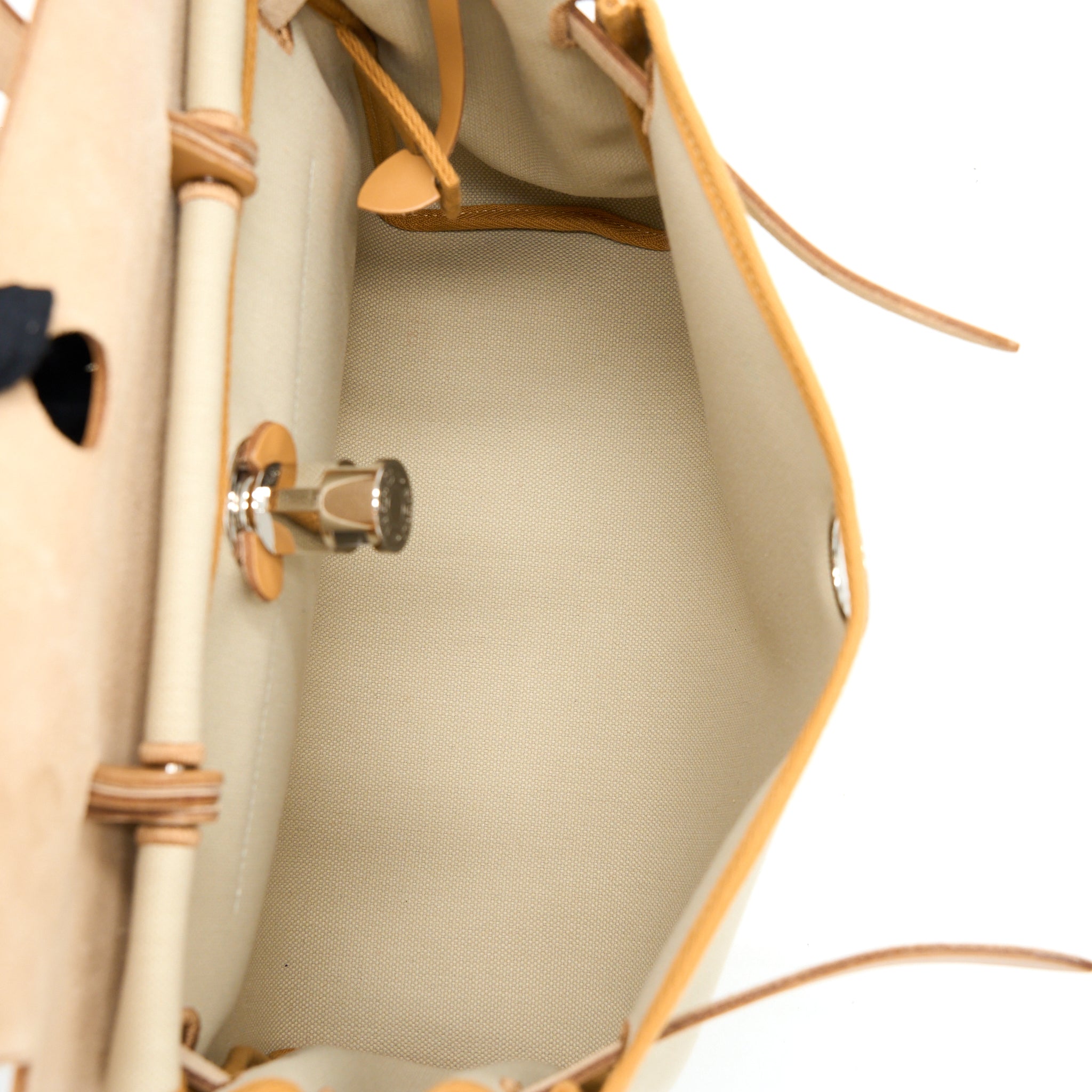 HERMES HERBAG ZIP 31 LEATHER/CANVAS BETON/NATUREL SABLE SHW