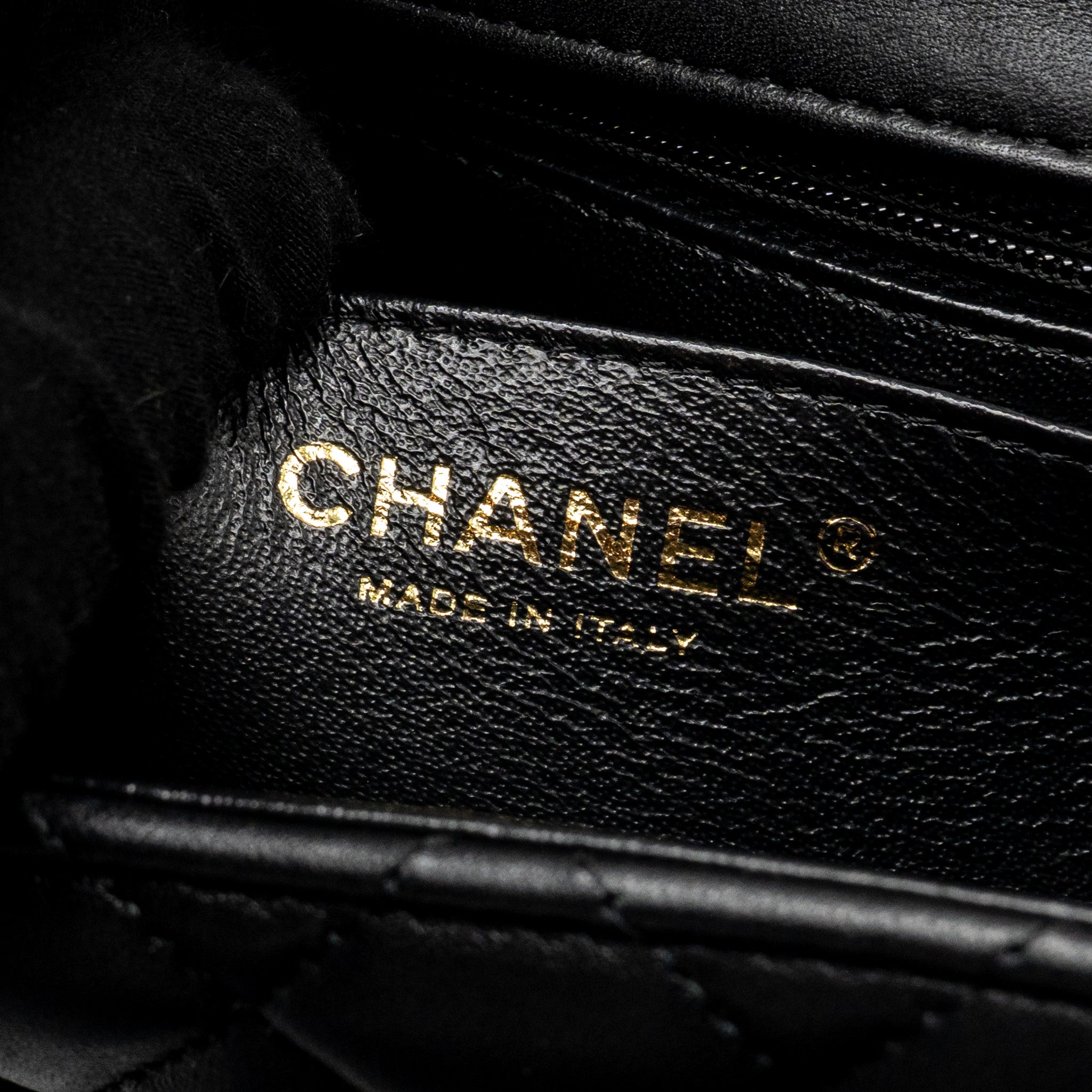 CHANEL MINI SQUARE FLAP BAG LAMBSKIN BLACK GHW