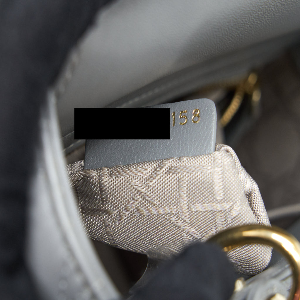 CHRISTIAN DIOR SMALL LADY DIOR LAMBSKIN GREY GHW